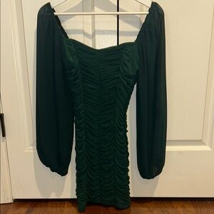 Hello Molly Elegant Green Off-Shoulder Dress